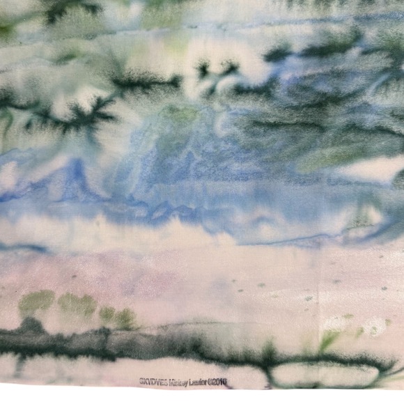 SkyDyes Mickey Lawler 2010 Hand Dyed Fabric TWO 1yd Pieces Abstract  Blue Green - Picture 6 of 7